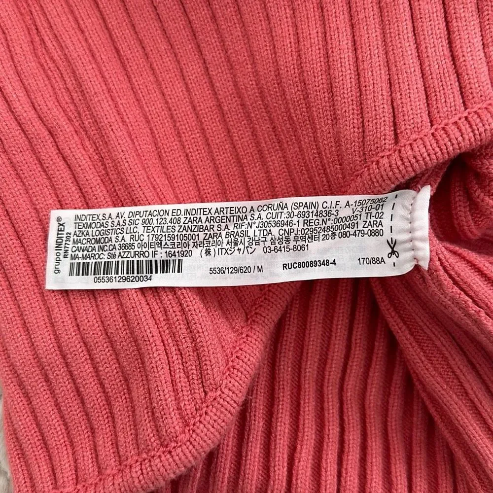 Zara Knit Sweater Cropped Top Pink Size M